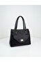 Black Women's Soft Leather Textured Envelope Cover Bag with Large Internal Volume and Compartments for Shoulder and Hand Carrying Bag I - 3