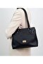 Black Women's Soft Leather Textured Envelope Cover Bag with Large Internal Volume and Compartments for Shoulder and Hand Carrying Bag I