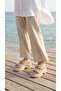 Double Buckle Detail High Wedge Heel Lu Suede Comfortable Women's Summer Slipper Sandals - 5