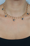 Gold Chain Necklace with Blue Stone Heart Detail - 2