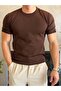 Men's Crew Neck Knitwear Tshirt Bitter Brown Eca070