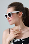 Women's White Frame Gradient Glass Sunglasses - 7