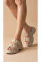Double Buckle Detail High Wedge Heel Lu Suede Comfortable Women's Summer Slipper Sandals - 2