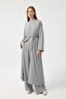 Modal Cupra Trousers Blouse Abaya Set Gray Melange - 6