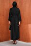 Black Pleated Dress with Tie Waist - 5