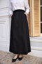 Black Elastic Waist Denim Skirt - 2
