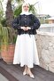 Black Shoulder Gathered Shirt - 2