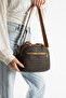 Women's Brown-Tan Leather Multi-Compartment Column Strap Hand and Shoulder Zippered Daily Crossbody Bag - 2
