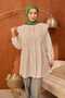 White Ribbed Front Double Collar Poplin Tunic