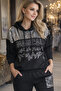 Women's Black Stone Hooded Foil Pants Sweatshirt Set - 4