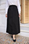 Black Elastic Waist Denim Skirt