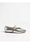 Metallic Ring Detailed Square Toe Mary Jane Ballerinas