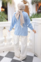 Baby Blue Modal Woven Shirt with Pencil Detail on the Front - 3