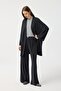 Modal Cupra Wide Pleated Trousers Midi Abaya Set Black - 5