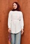 Ecru Buttoned Modal Shirt with String Ties