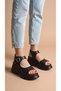 High Platform Wedge Heel Side Closed Buckle Skin Summer Women's Sandals Shoes - 2