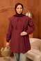 Burgundy Ribbed Double Collar Poplin Tunic