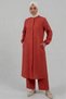 Coral Color 100% Cotton Muslin Fabric Zippered Comfortable Fit Hijab Women's Set-Hajj and Umrah Outfit - 3