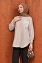 Mink Buttoned Striped Shirt with Stone Detail