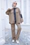 Mink Denim Garnished Jacket and Trousers Suit - 2