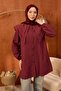 Burgundy Ribbed Double Collar Poplin Tunic - 3