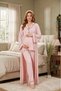 Women's 3-Piece Maternity Pajama Set with Shawl Collar, Adjustable Waist, and Long Dress
