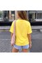 Women's Dolce Vita Printed Yellow T-Shirt-Striped Blue-White Shorts Bottom-Top Set - 2