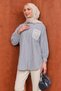 Anthracite Buttoned Striped Shirt with Stone Detail