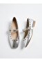 Metallic Ring Detailed Square Toe Mary Jane Ballerinas - 4