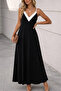 New Season Women's Rope Strap Sharp V-Neck Long Viscose Summer Dress - 4