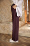 Purple Elastic Waist Wide Leg Gabardine Trousers - 2