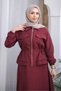 Burgundy Jacket Skirt Set - 3