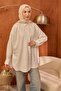Ecru Oversized Tunic with Hidden Buttons - 3