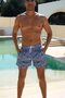 Quick-Drying Patterned Men's Swim Shorts with Pockets-26144