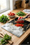 Glass Cutting Board and Presentation Table 4mm Tempered Black White Gold Marble Look 30X40