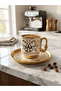 Sultan Gold Series - 6-Person Coffee Set with Lace Embroidery & Intensive Gold Embroidery
