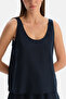 قميص داخلي رفيع بخطوط رفيعة من مزيج الكتان باللون الأزرق الداكن - 4