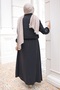 Black Jacket and Skirt Set with Elastic Sleeves and Waist and Stones - 5
