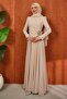 Stone-Fronted Draped Evening Dress - 3