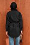 Black Buttoned Modal Shirt with String Tie - 5