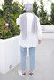 Ecru Collar Detailed Striped Shirt with Elastic Sleeves - 3
