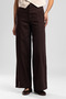 Krıssy Women's High Rise Wide Leg 100% Cotton Trousers Brown - 2