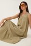 Flounced Summer Muslin Dress Lmx0087 Olive Green - 3