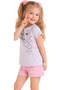 Girl's Happy Written Cat Patterned Gray Color T-Shirt - 2