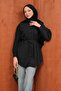 Black Buttoned Modal Shirt with String Tie
