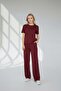 New Season Top-Bottom (T-Shirt-Sweatpants) 2-Piece Set - (Plum)