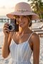 Women's Straw Fedora Hat Elegant Beach Hat with Accessories - 5