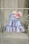 Pink Bow Organza Balloon Sleeve Blue Zero Sleeve Girls' Baby Evening Dress - 4
