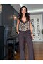 Brown Lycra Palazzo Trousers with Elastic Waist - 4