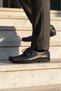 3579 Genuine Leather Navy Blue Men's Casual Shoes - Orthopedic Non-Slip Sole Lace-Up Walking Shoes - 3